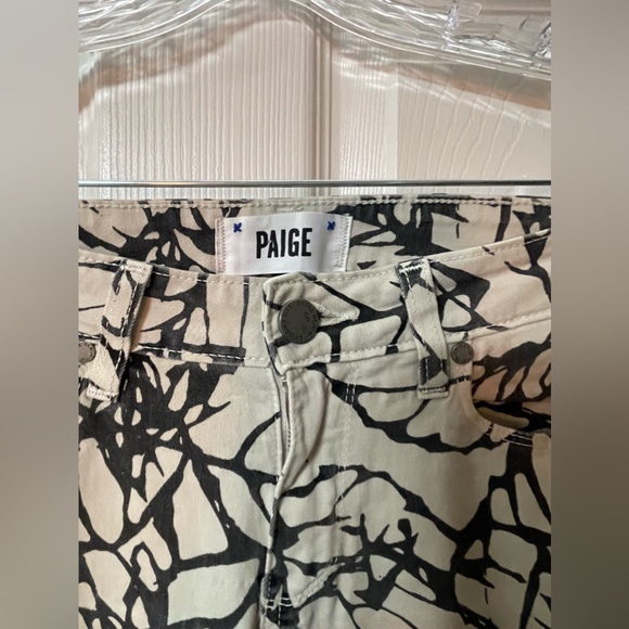 PAIGE Denim Taupe Gray Print 5 Pocket SKYLINE SKINNY Jeans Womens Size 27 - Picture 5 of 13